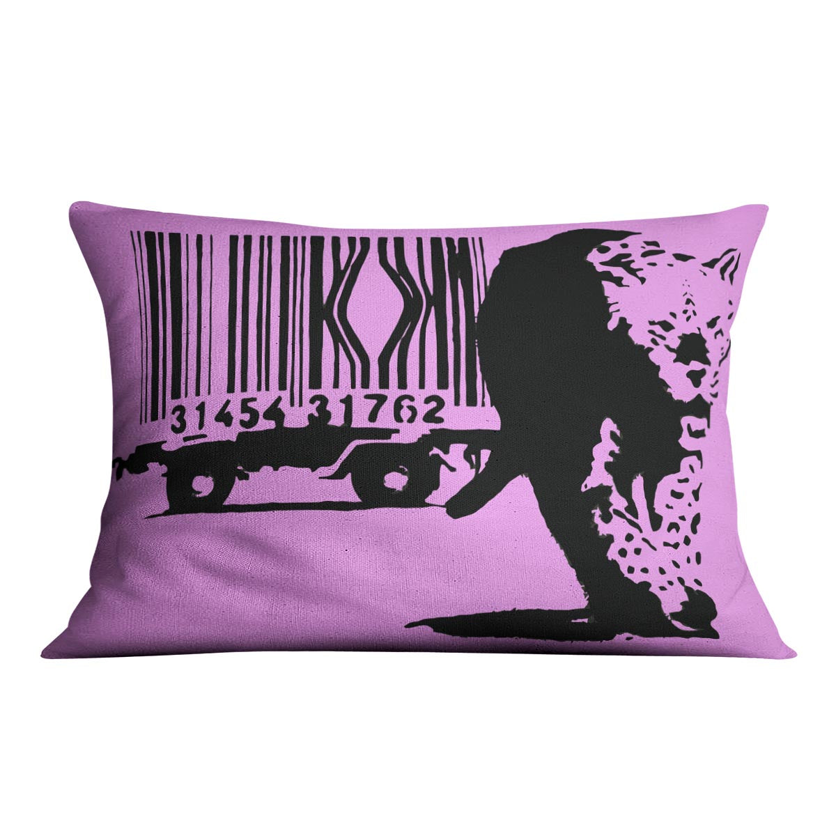 Banksy Barcode Leopard Purple Cushion - Canvas Art Rocks - 4