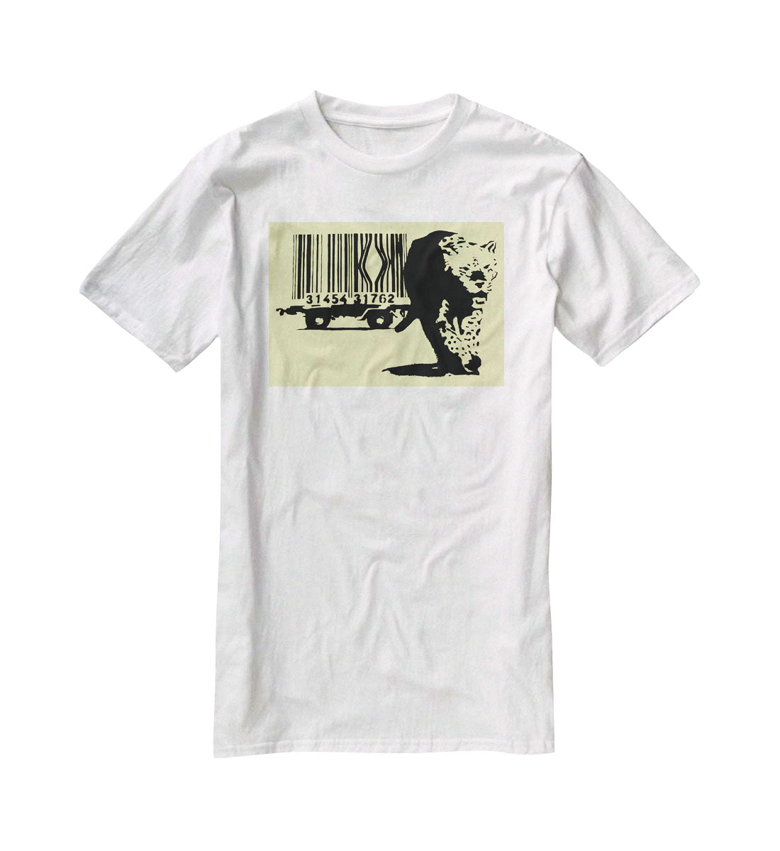 Banksy Barcode Leopard Yellow T-Shirt - Canvas Art Rocks - 5