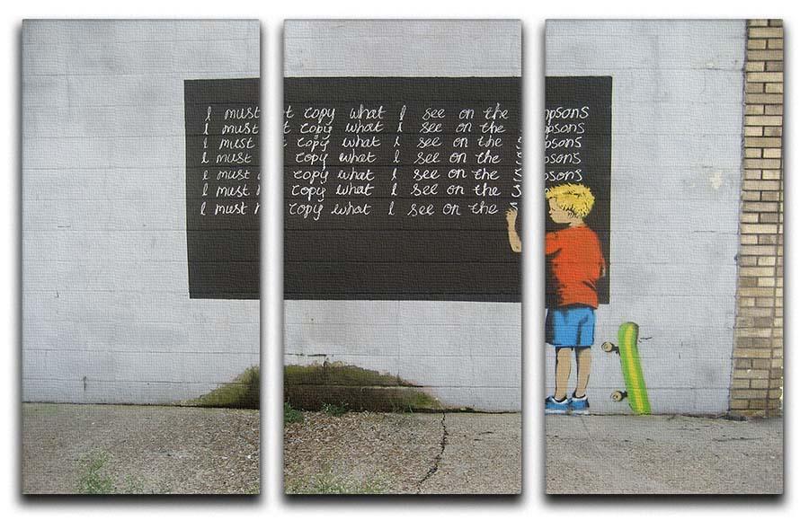 Banksy Bart Simpson 3 Split Panel Canvas Print - Canvas Art Rocks - 1
