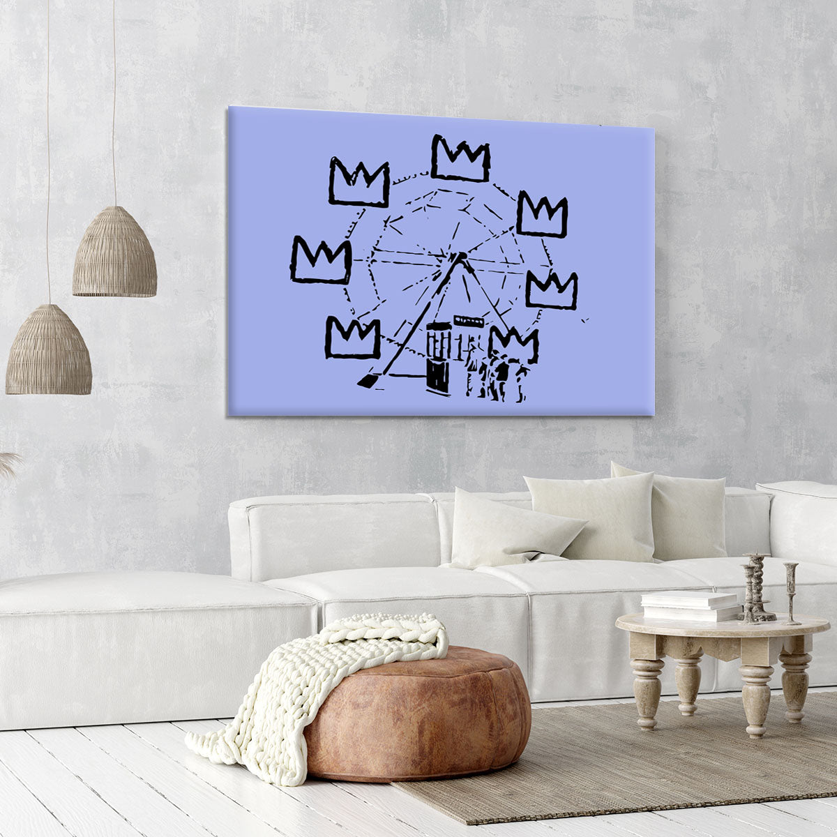 Banksy Basquiat Ferris Wheel Blue Canvas Print or Poster - Canvas Art Rocks - 6