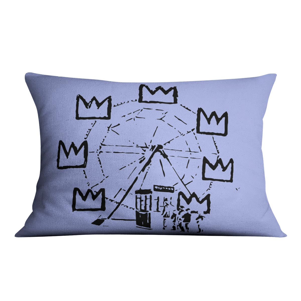 Banksy Basquiat Ferris Wheel Blue Cushion - Canvas Art Rocks - 4