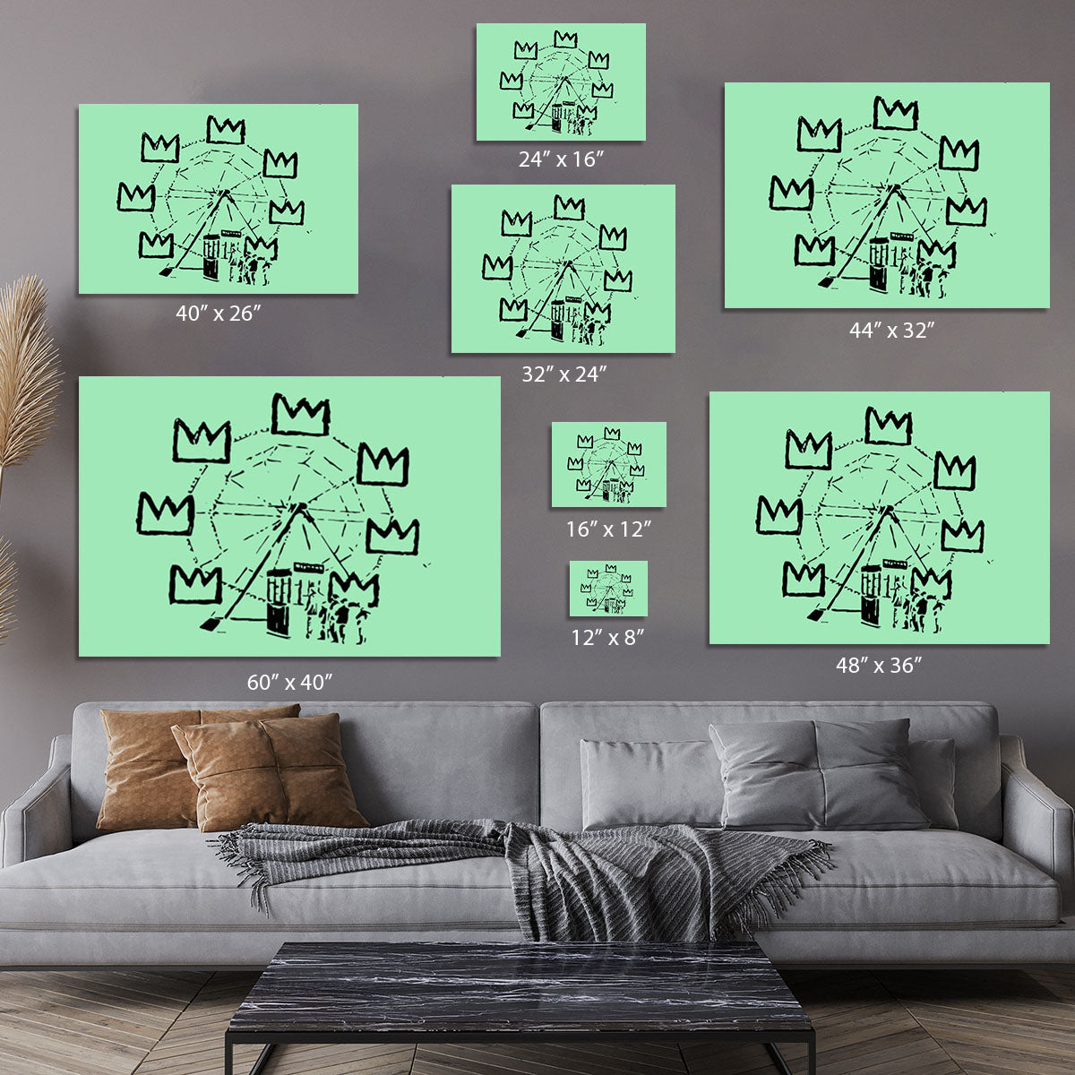 Banksy Basquiat Ferris Wheel Green Canvas Print or Poster - Canvas Art Rocks - 7