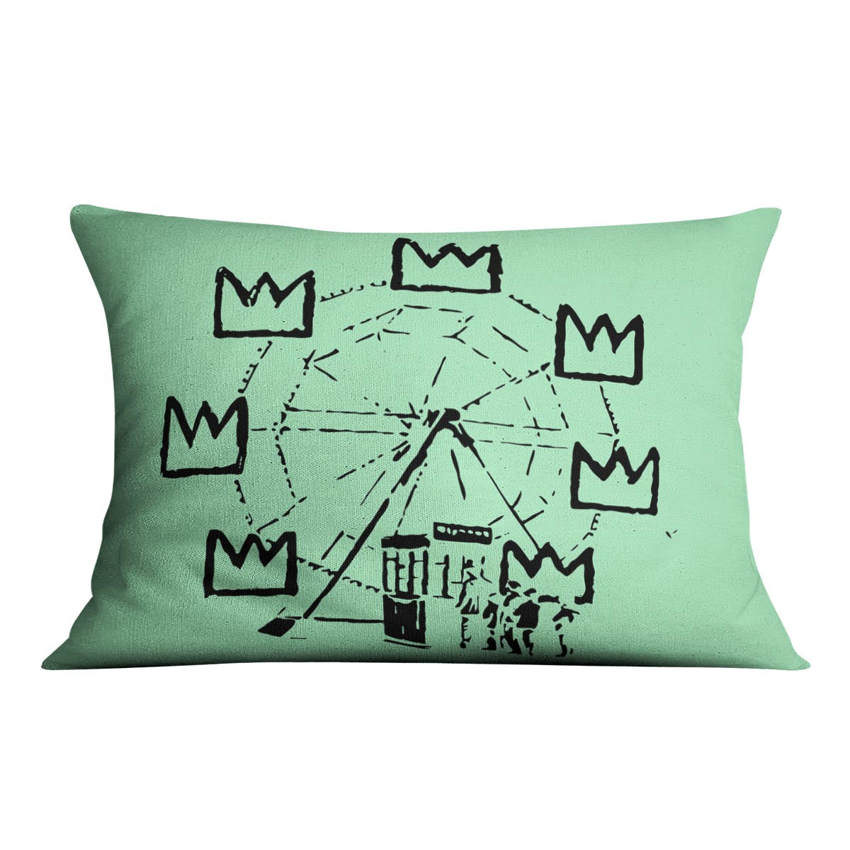 Banksy Basquiat Ferris Wheel Green Cushion - Canvas Art Rocks - 4