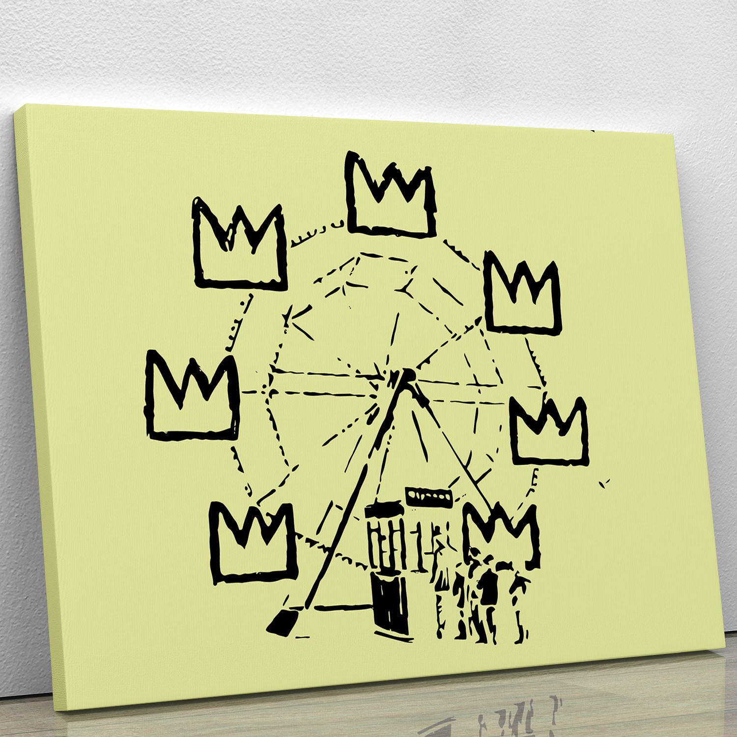 Banksy Basquiat Ferris Wheel Yellow Canvas Print or Poster - Canvas Art Rocks - 1