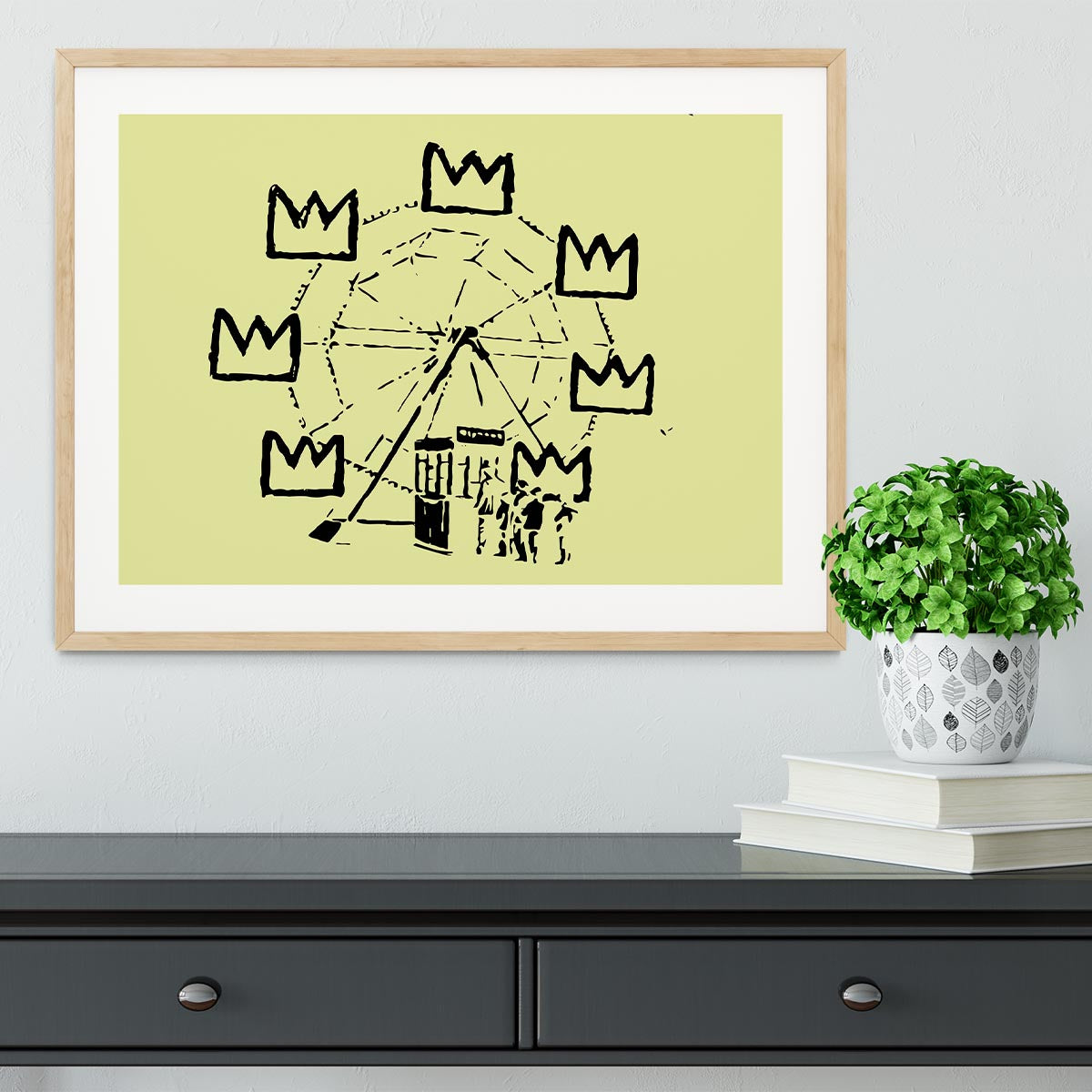 Banksy Basquiat Ferris Wheel Yellow Framed Print - Canvas Art Rocks - 3