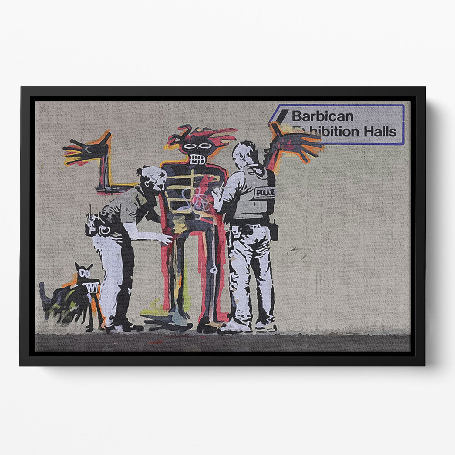 Banksy Basquiat Metropolitan Police Floating Framed Canvas