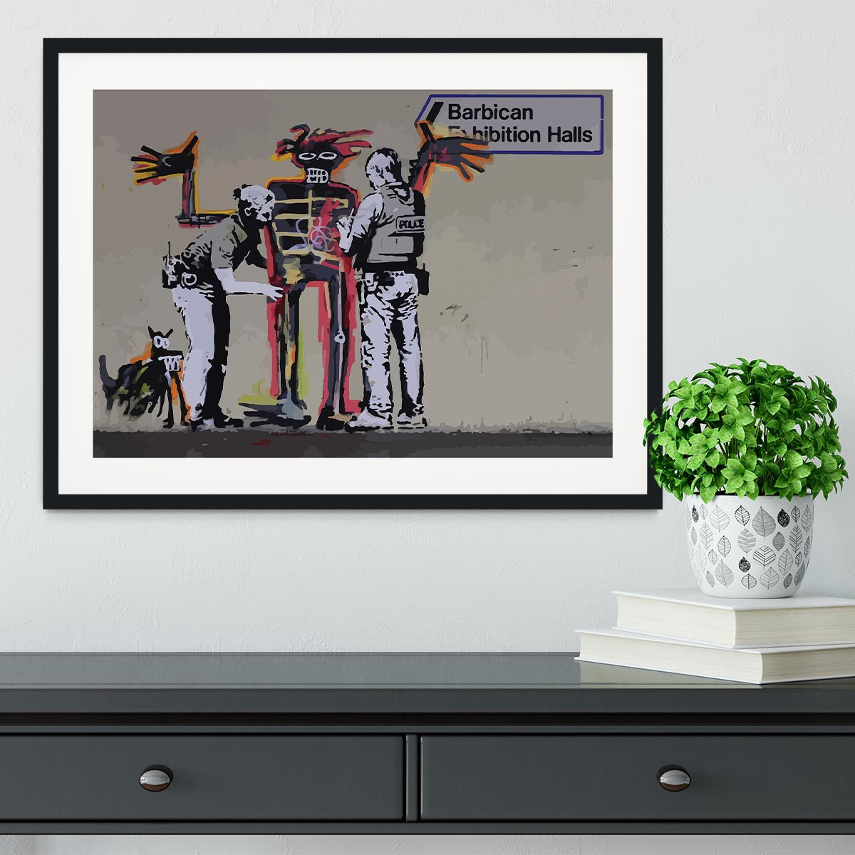 Banksy Basquiat Metropolitan Police Framed Print - Canvas Art Rocks - 1