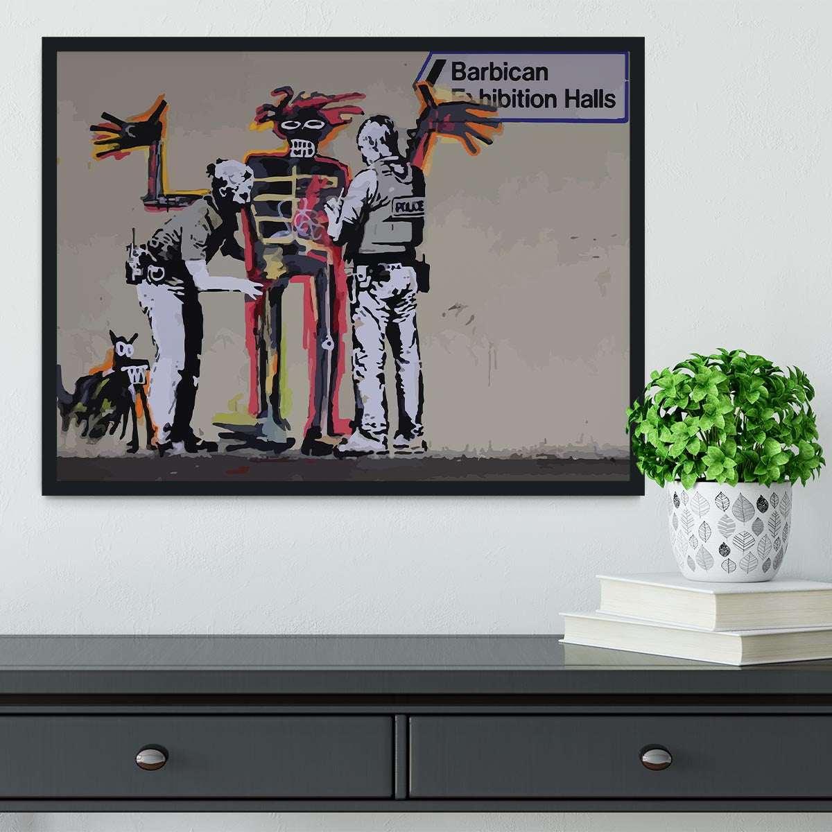Banksy Basquiat Metropolitan Police Framed Print - Canvas Art Rocks - 2