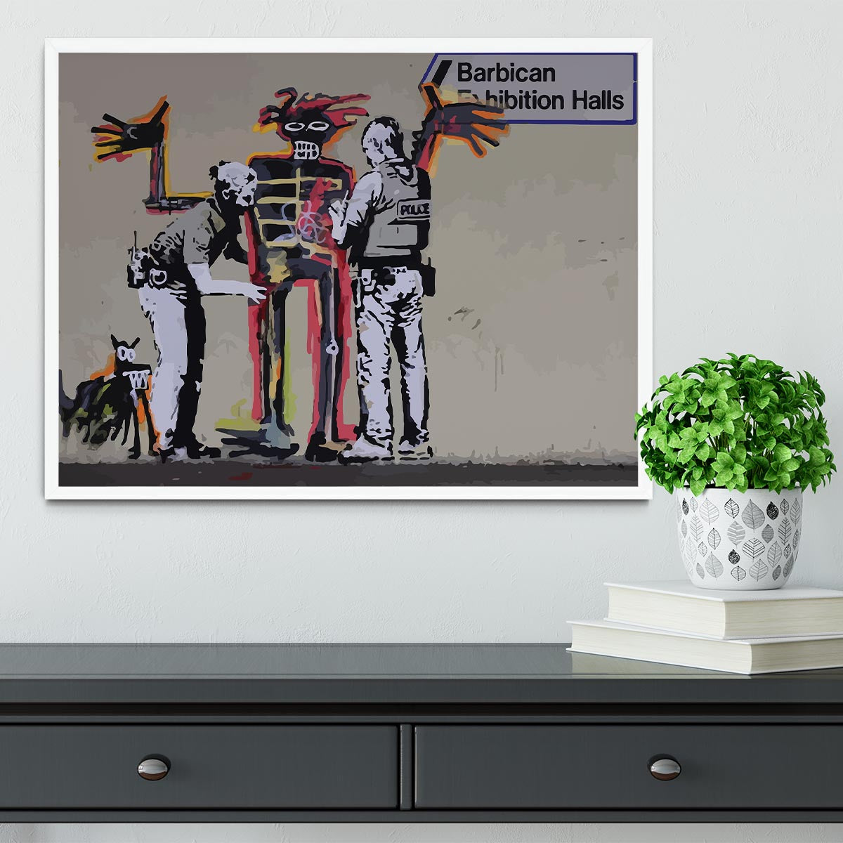 Banksy Basquiat Metropolitan Police Framed Print - Canvas Art Rocks -6