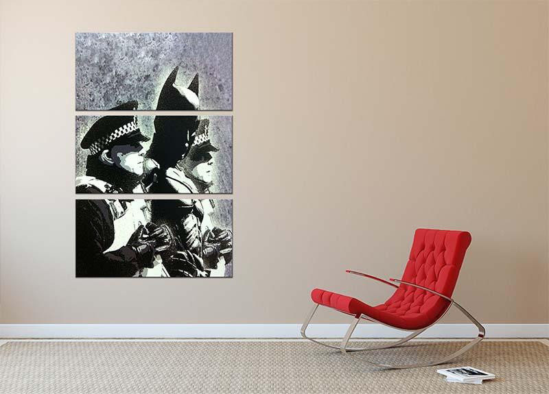 Banksy Batman and the Police 3 Split Panel Canvas Print - Canvas Art Rocks - 2