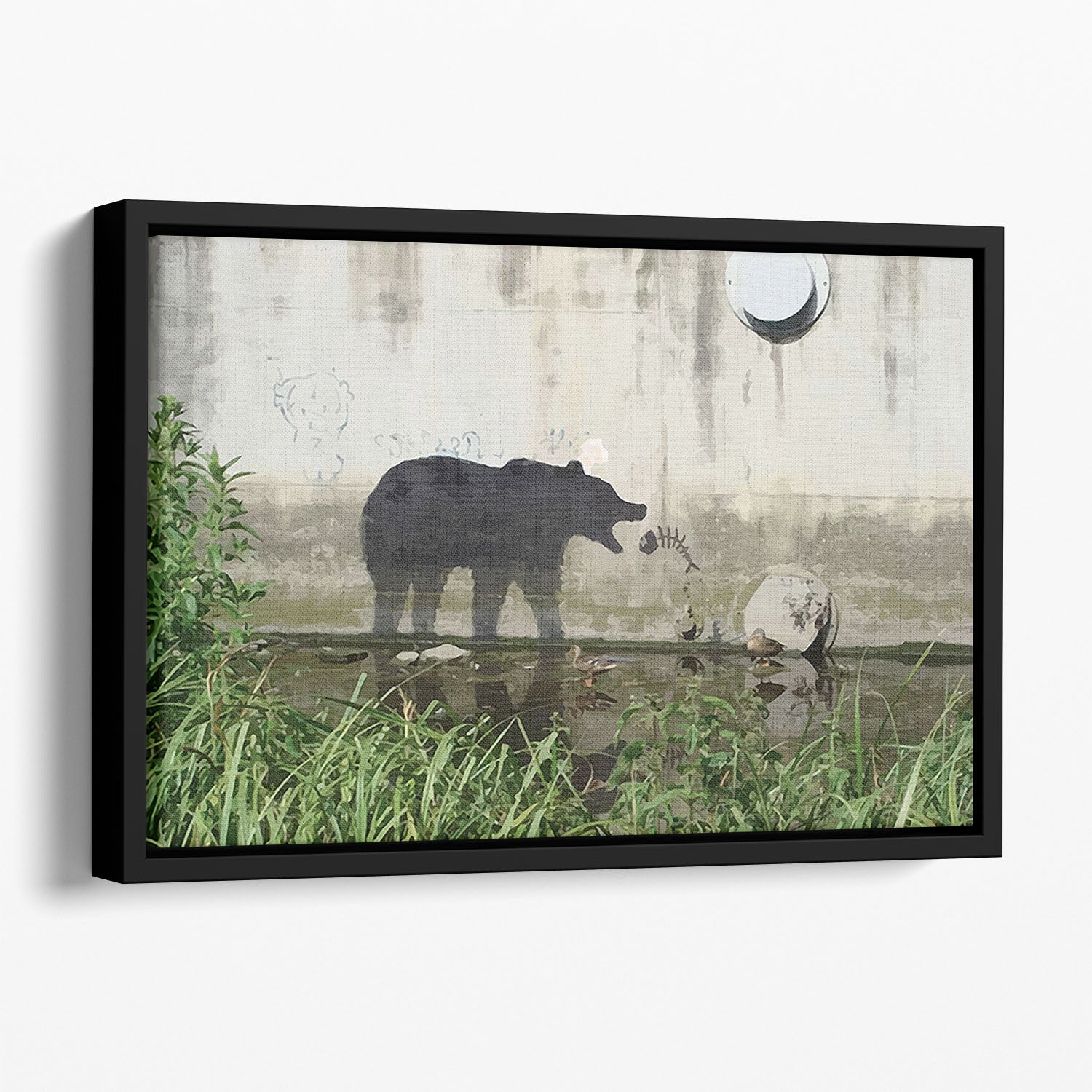 Banksy Bear Floating Framed Canvas