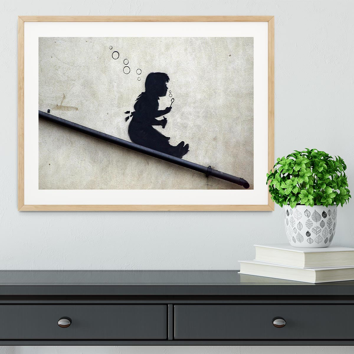 Banksy Bubble Slide Girl Framed Print - Canvas Art Rocks - 3