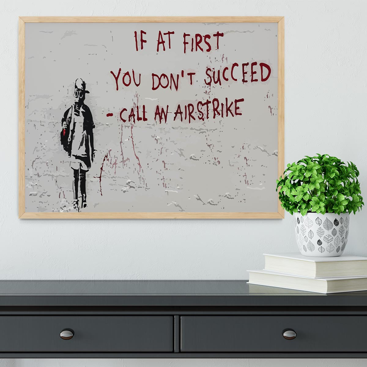 Banksy Call An Airstrike Framed Print - Canvas Art Rocks - 4