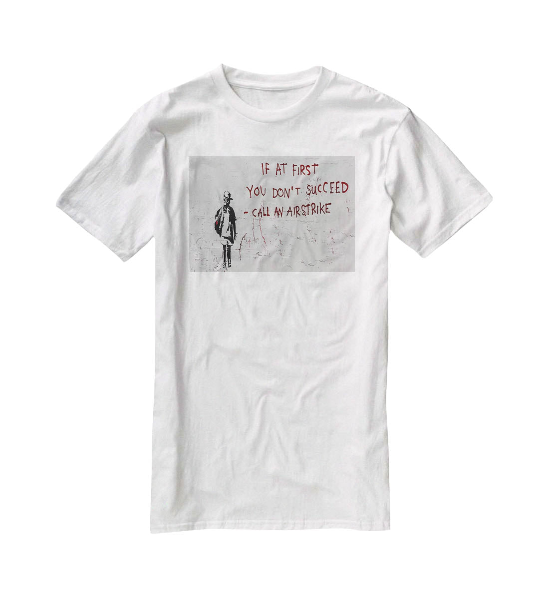 Banksy Call An Airstrike T-Shirt - Canvas Art Rocks - 5