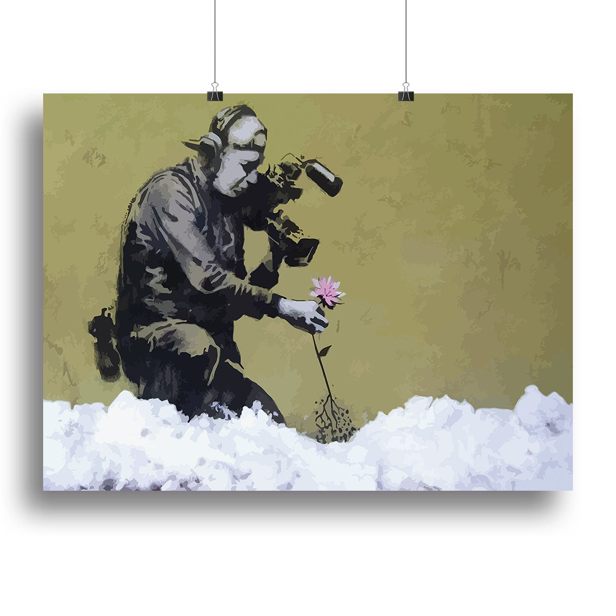 Banksy Cameraman and Flower Canvas Print or Poster - Canvas Art Rocks - 2