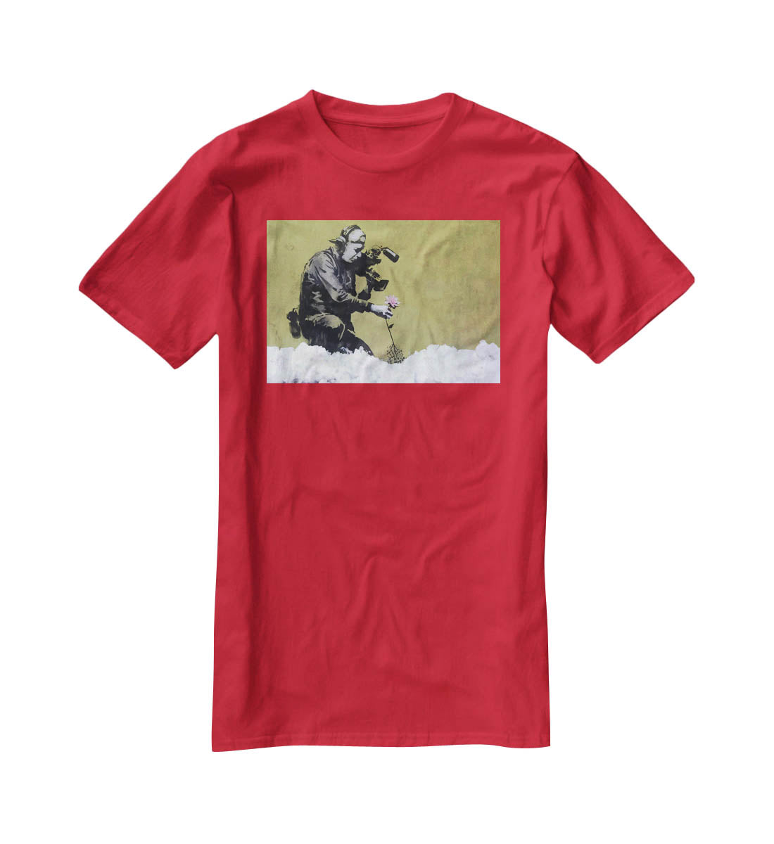 Banksy Cameraman and Flower T-Shirt - Canvas Art Rocks - 4