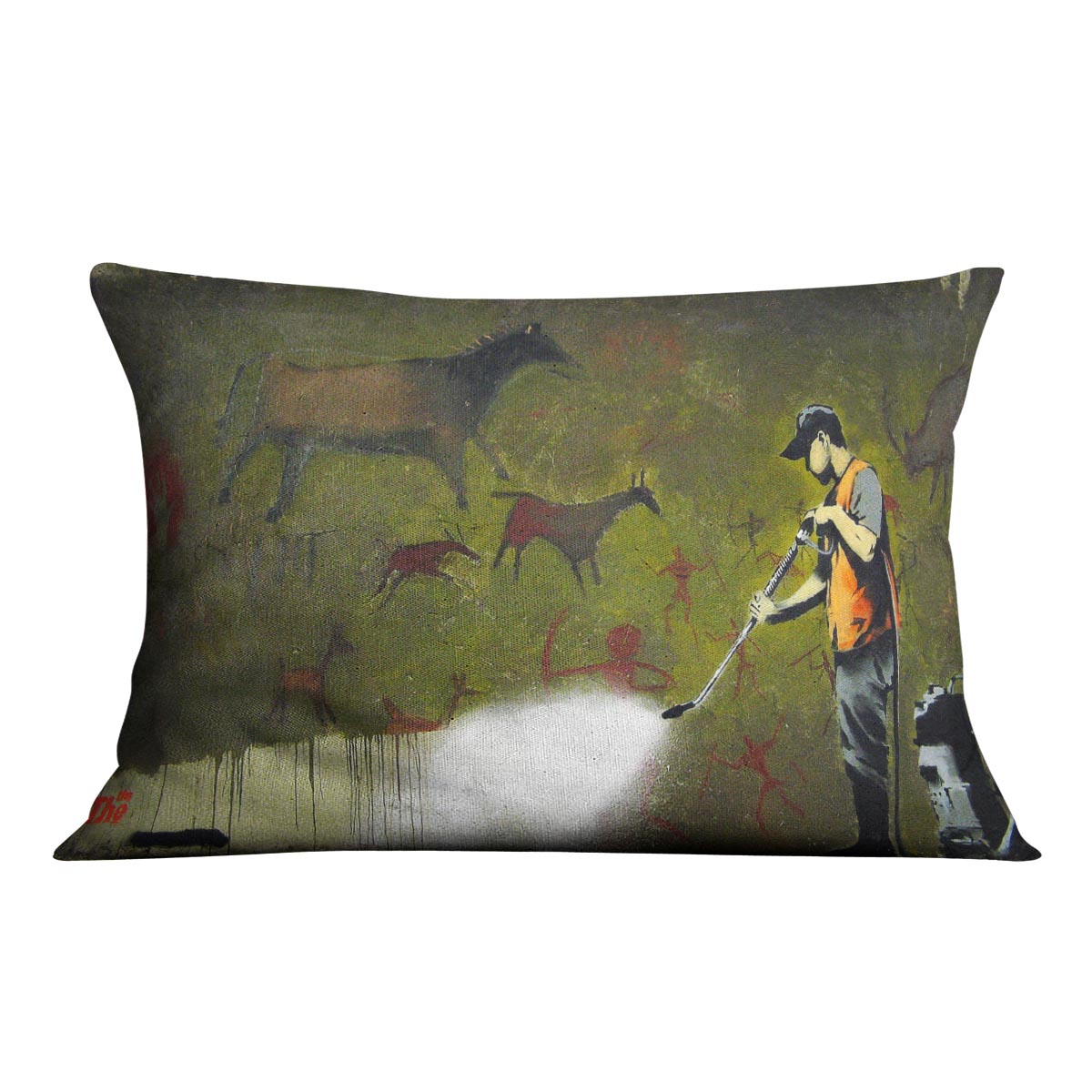 Banksy Cave Graffiti Removal Cushion