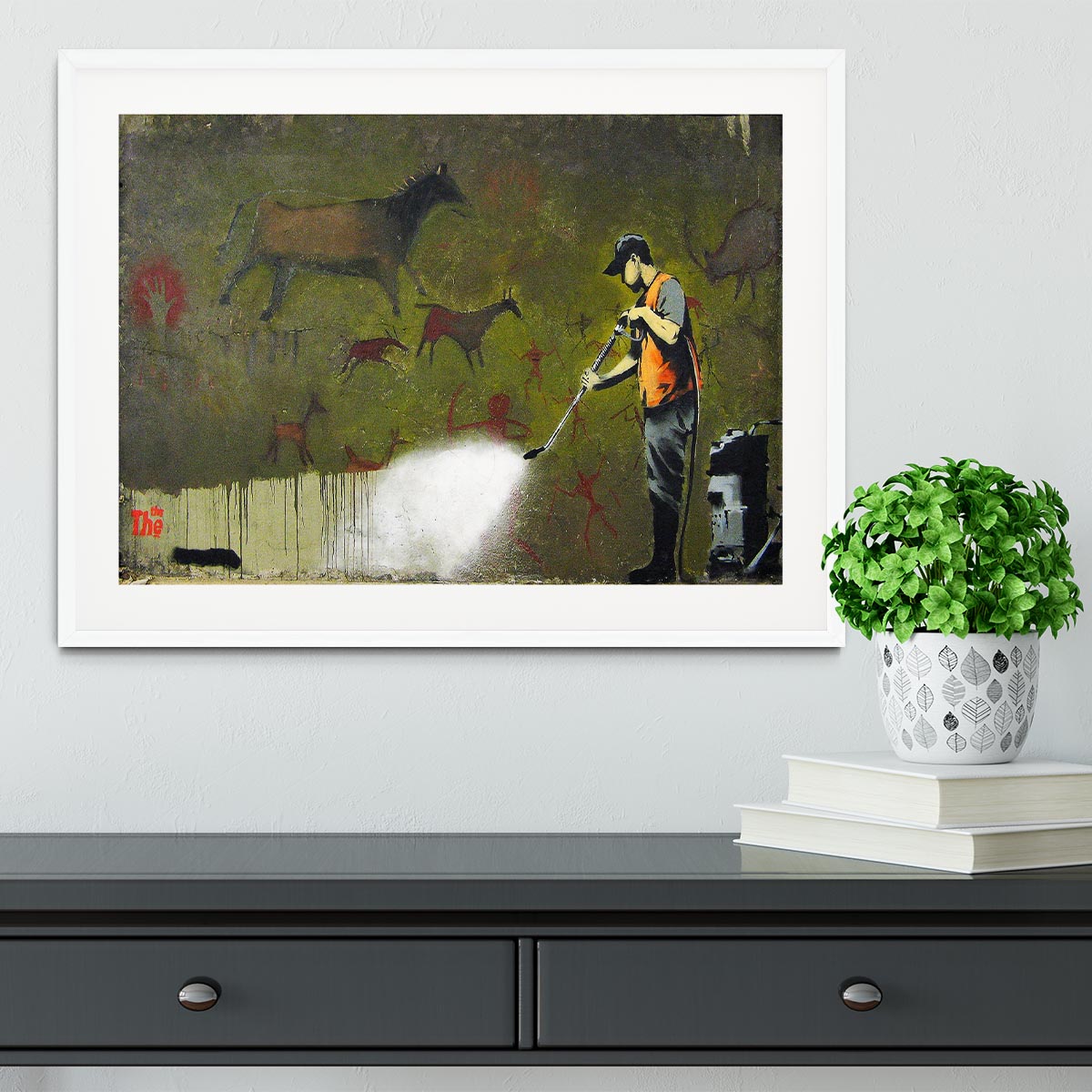 Banksy Cave Graffiti Removal Framed Print - Canvas Art Rocks - 5