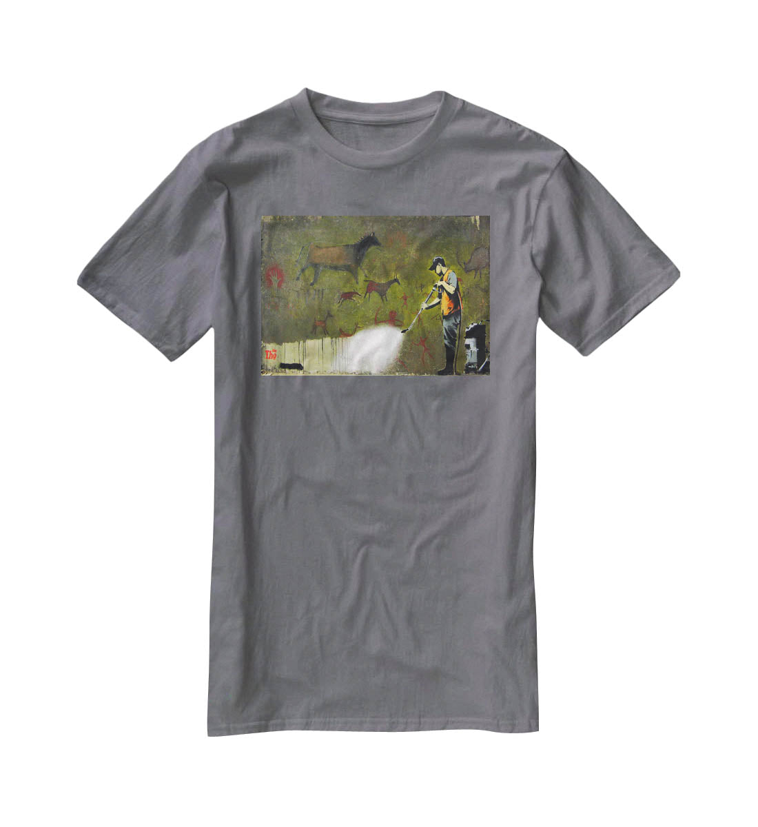Banksy Cave Graffiti Removal T-Shirt - Canvas Art Rocks - 3