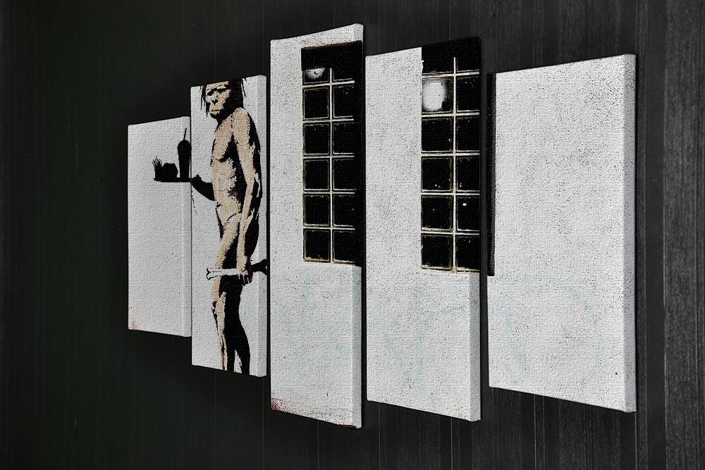 Banksy Caveman Takeaway 5 Split Panel Canvas - Canvas Art Rocks - 2