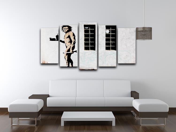 Banksy Caveman Takeaway 5 Split Panel Canvas - Canvas Art Rocks - 3