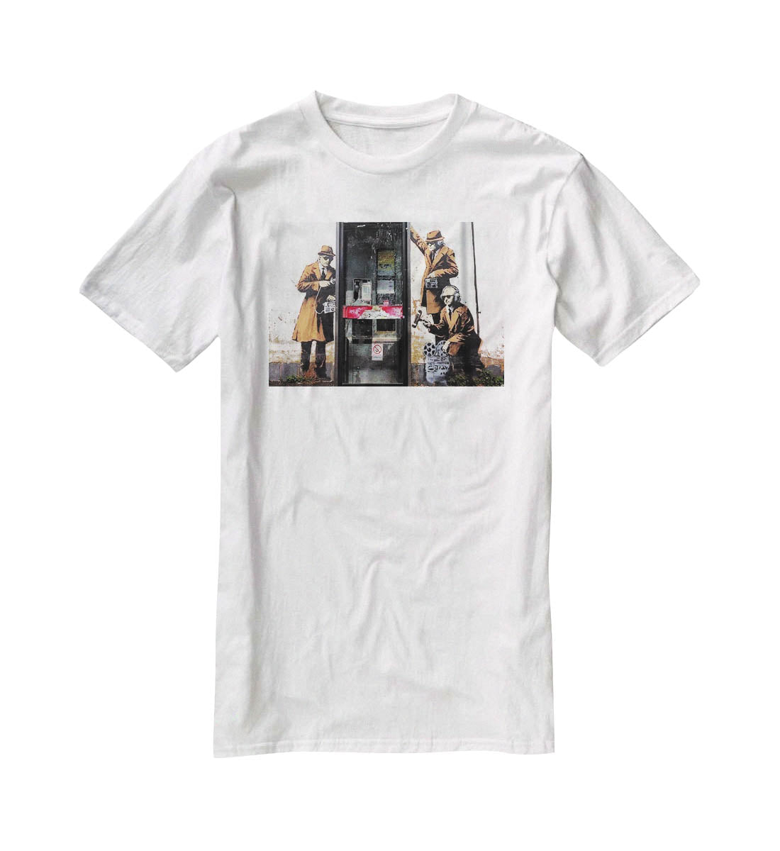 Banksy Cheltenham Telephone Box Spies T-Shirt - Canvas Art Rocks - 5