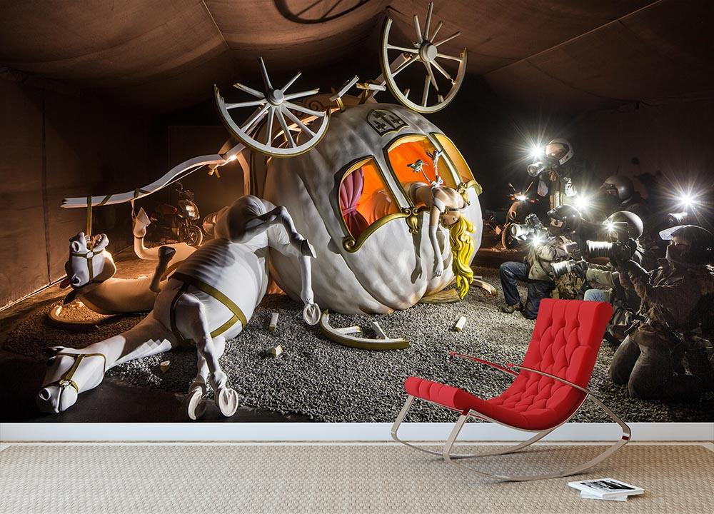 Banksy Cinderella Carriage Wall Mural Wallpaper - Canvas Art Rocks - 2