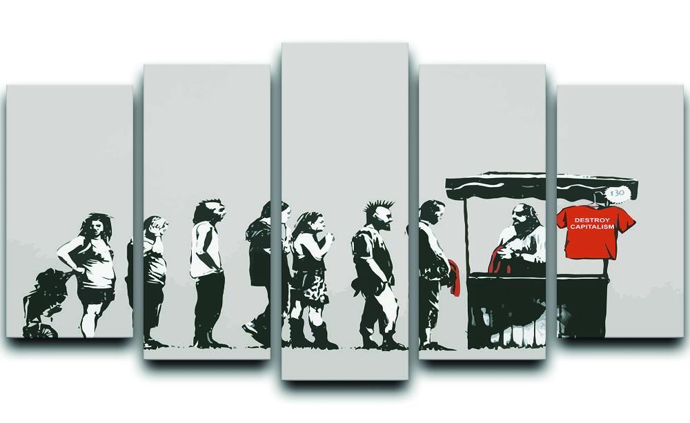 Banksy Destroy Capitalism 5 Split Panel Canvas  - Canvas Art Rocks - 1