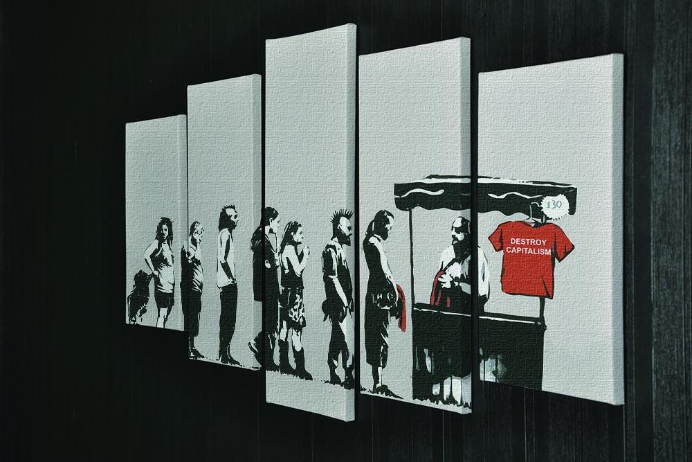 Banksy Destroy Capitalism 5 Split Panel Canvas - Canvas Art Rocks - 2