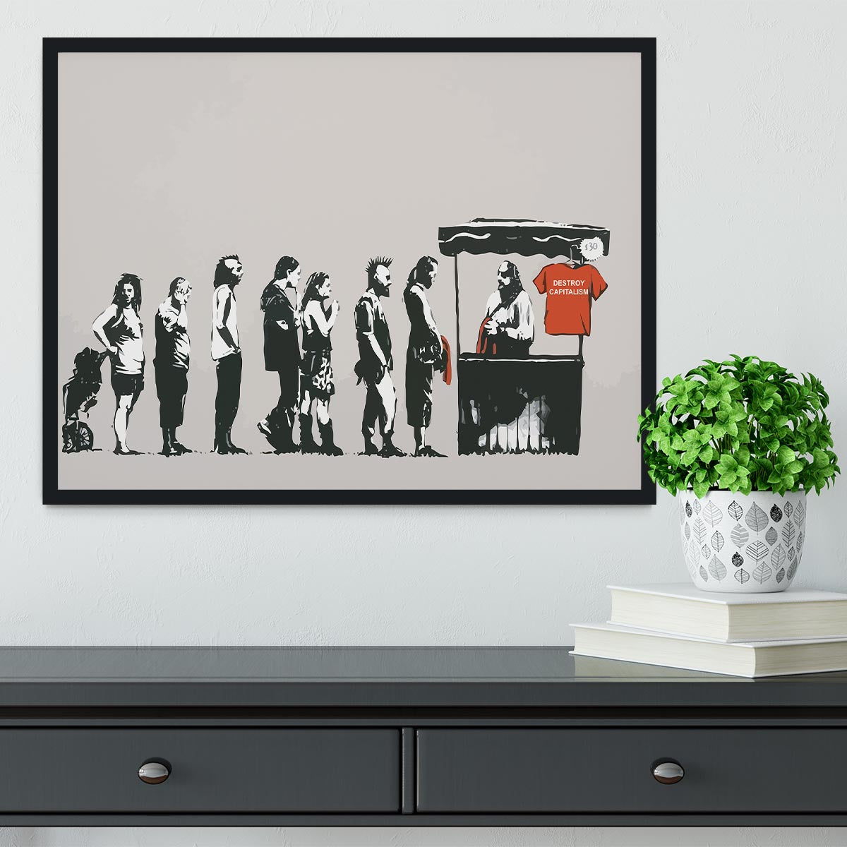 Banksy Destroy Capitalism Framed Print - Canvas Art Rocks - 2