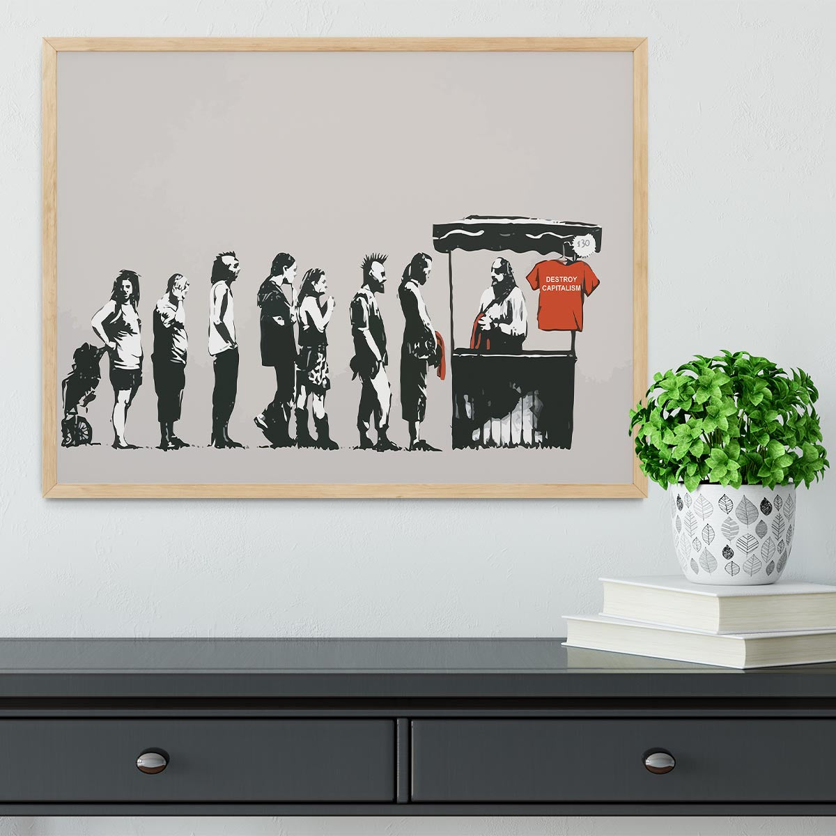 Banksy Destroy Capitalism Framed Print - Canvas Art Rocks - 4