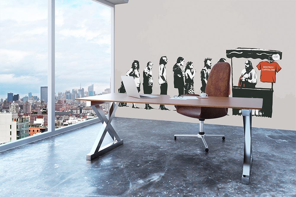Banksy Destroy Capitalism Wall Mural Wallpaper - Canvas Art Rocks - 3