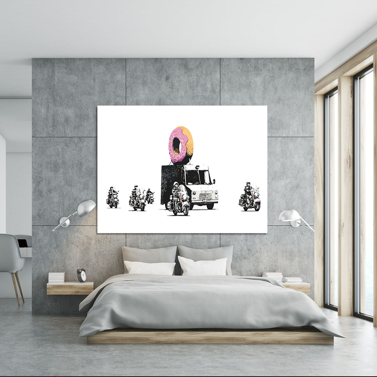 Banksy Doughnut Police Escort Canvas Print or Poster - Canvas Art Rocks - 5