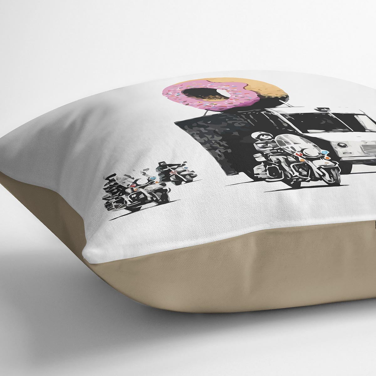 Banksy Doughnut Police Escort Cushion