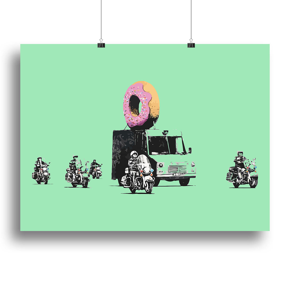 Banksy Doughnut Police Green Canvas Print or Poster - Canvas Art Rocks - 2