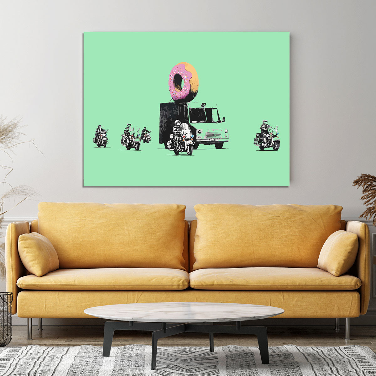 Banksy Doughnut Police Green Canvas Print or Poster - Canvas Art Rocks - 4