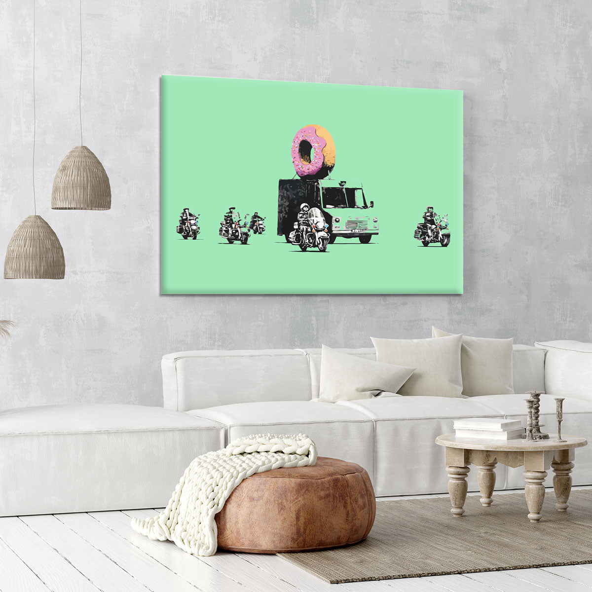 Banksy Doughnut Police Green Canvas Print or Poster - Canvas Art Rocks - 6