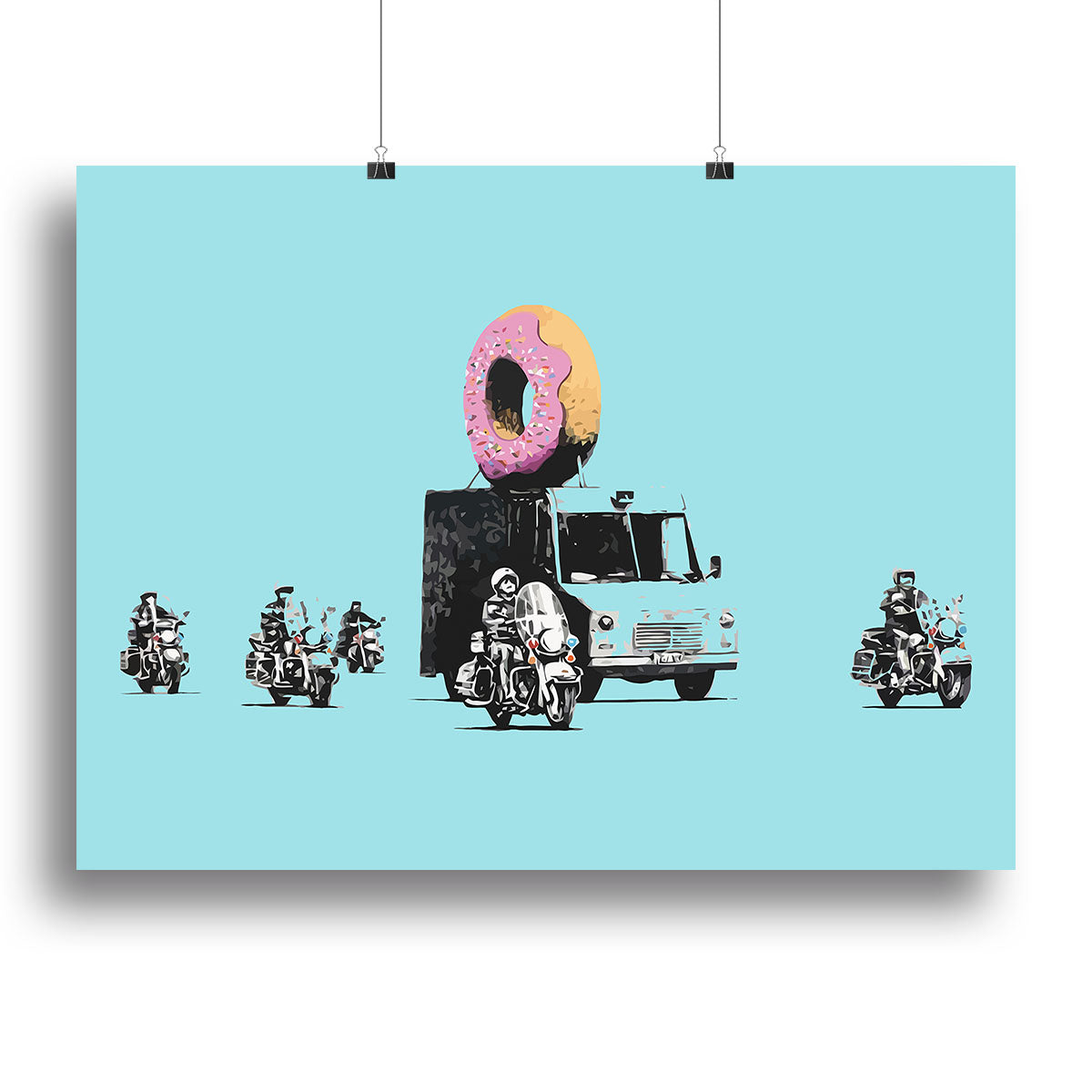 Banksy Doughnut Police Light Blue Canvas Print or Poster - Canvas Art Rocks - 2