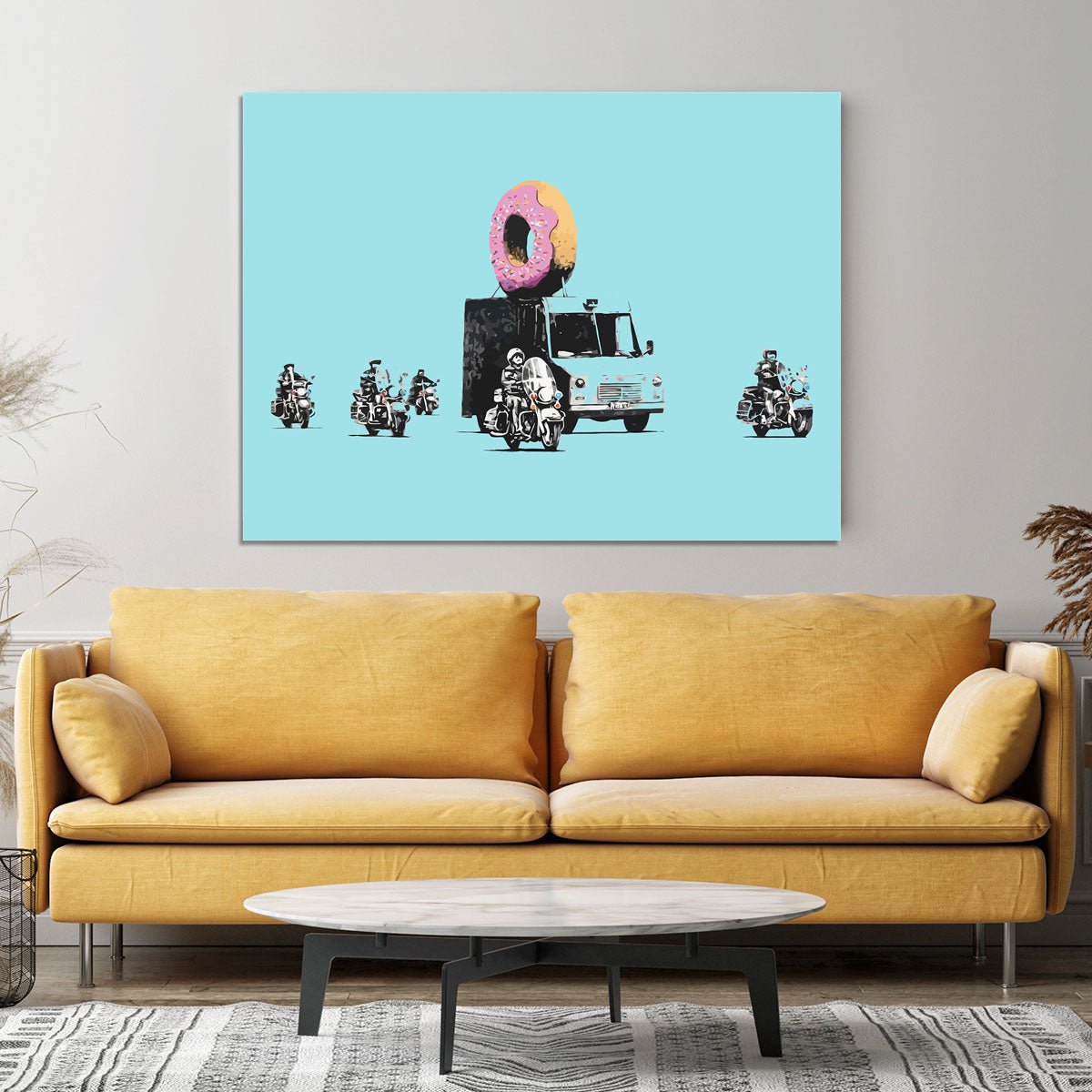 Banksy Doughnut Police Light Blue Canvas Print or Poster - Canvas Art Rocks - 4