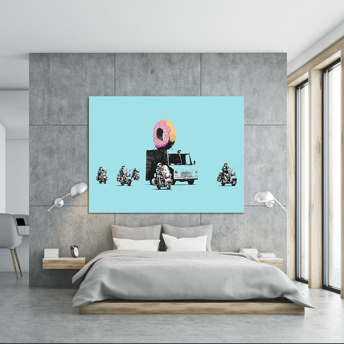 Banksy Doughnut Police Light Blue Canvas Print or Poster - Canvas Art Rocks - 5