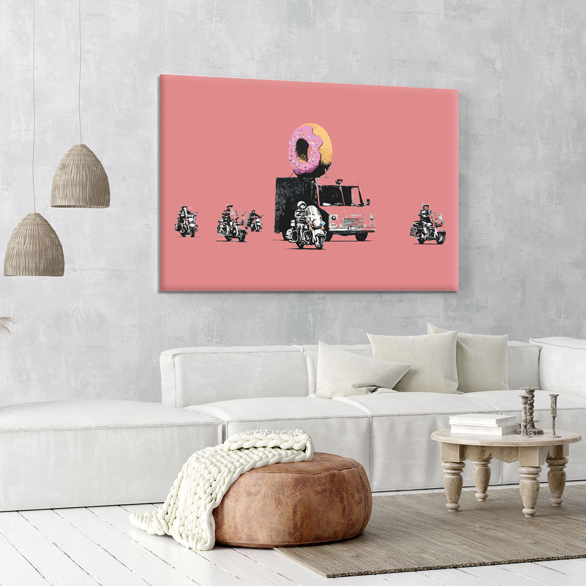 Banksy Doughnut Police Red Canvas Print or Poster - Canvas Art Rocks - 6