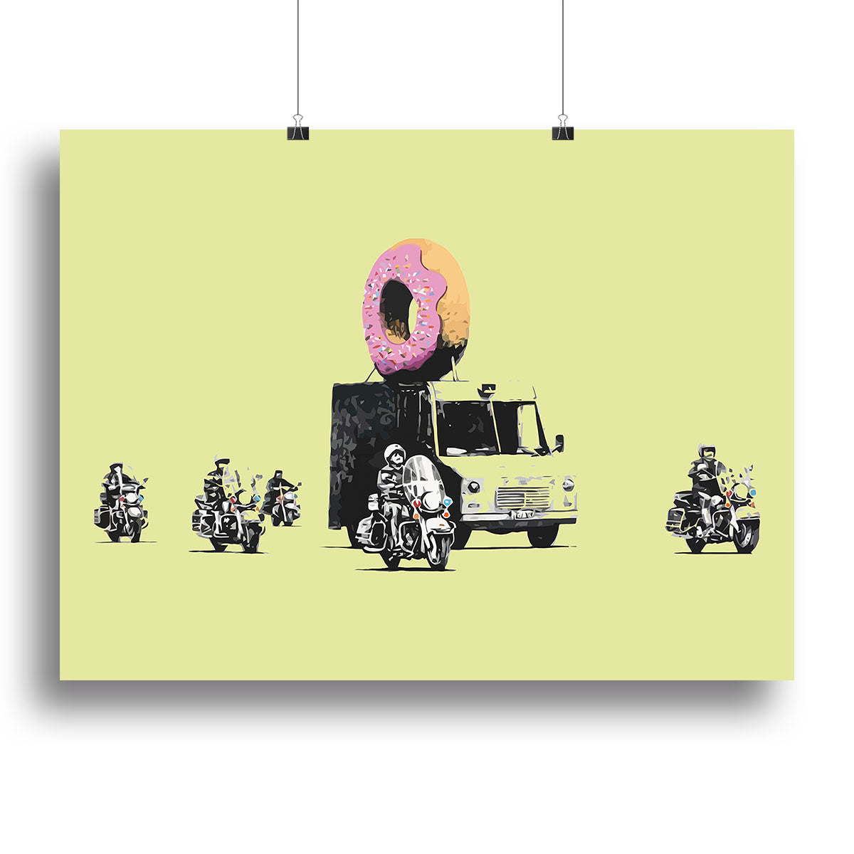 Banksy Doughnut Police Yellow Canvas Print or Poster - Canvas Art Rocks - 2
