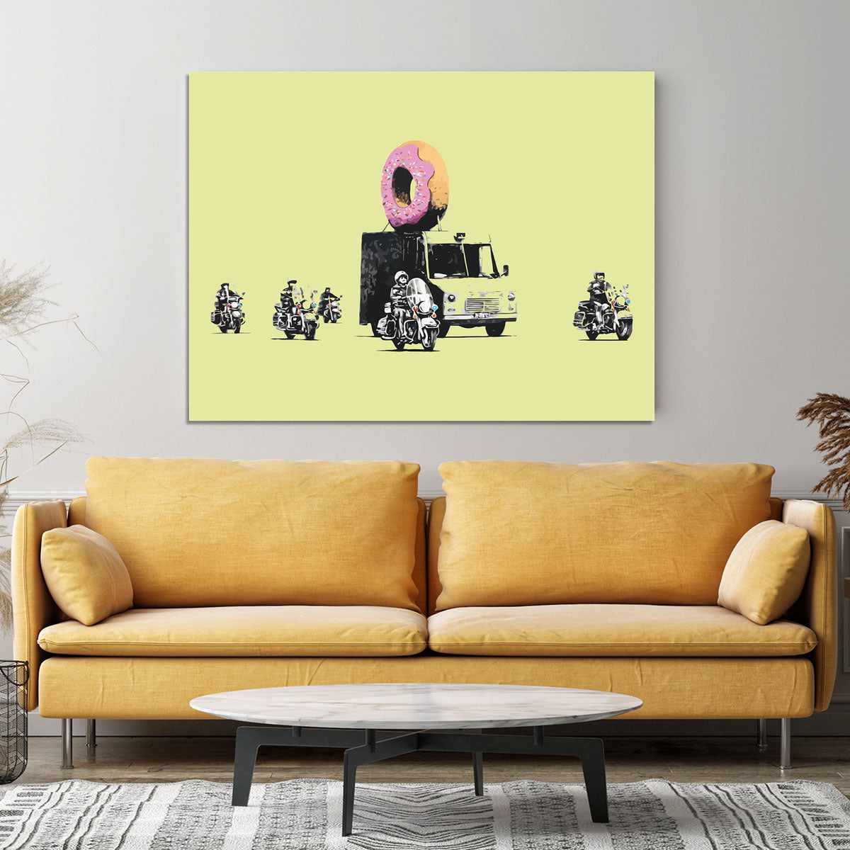 Banksy Doughnut Police Yellow Canvas Print or Poster - Canvas Art Rocks - 4