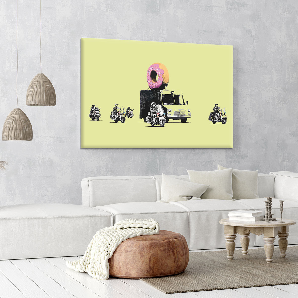 Banksy Doughnut Police Yellow Canvas Print or Poster - Canvas Art Rocks - 6