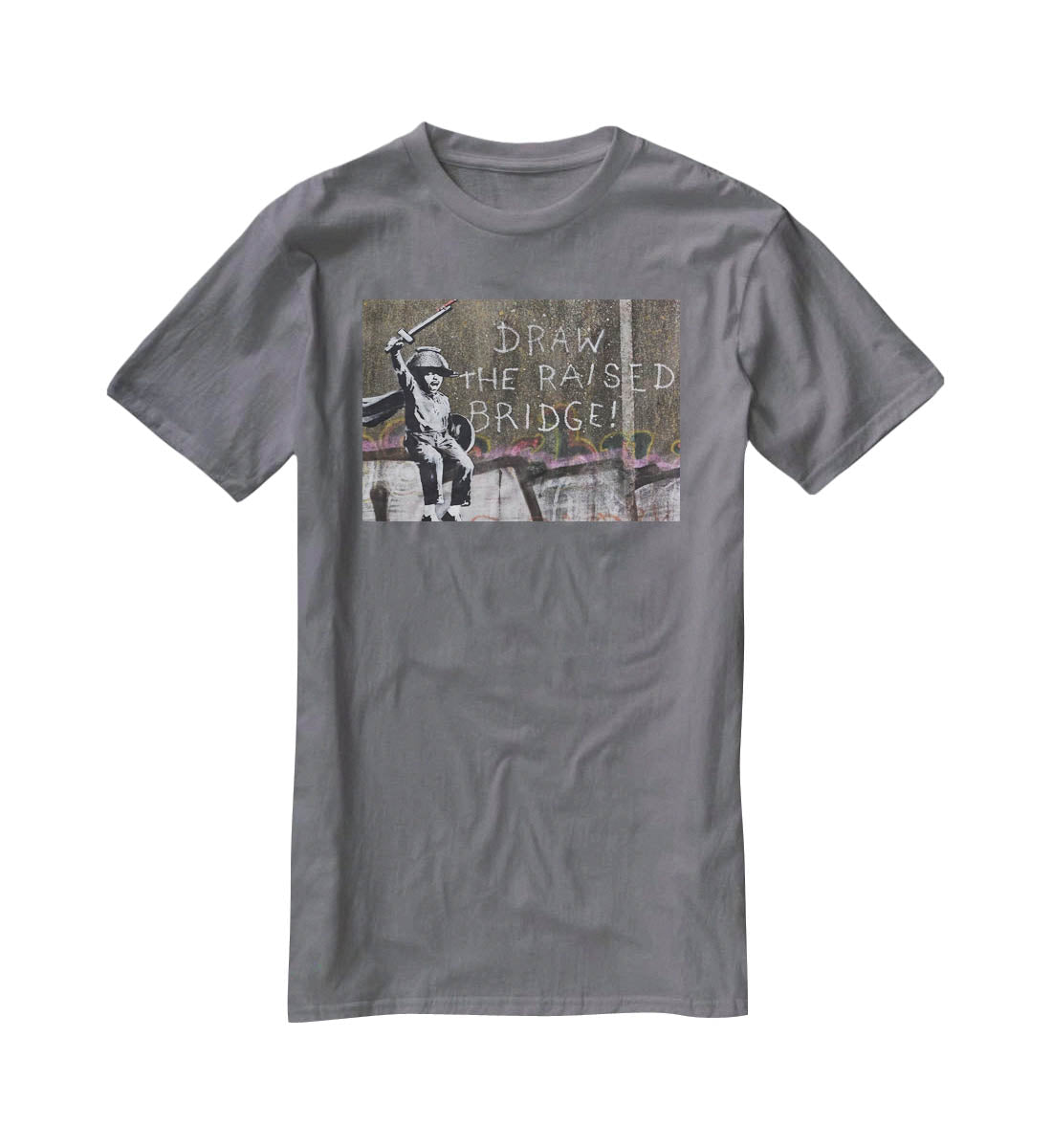 Banksy Draw The Raised Bridge T-Shirt - Canvas Art Rocks - 3