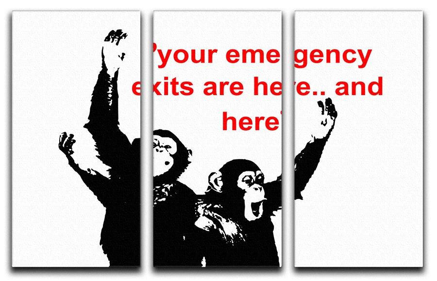 Banksy Emergency Exits 3 Split Panel Canvas Print - Canvas Art Rocks - 4