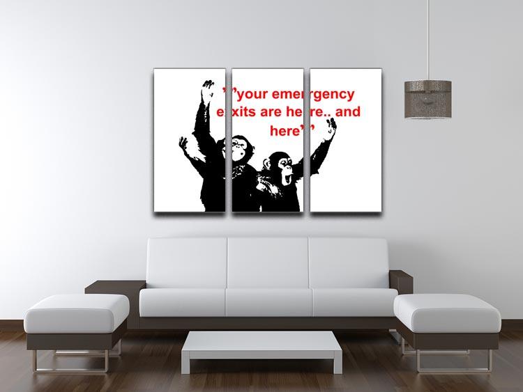 Banksy Emergency Exits 3 Split Panel Canvas Print - Canvas Art Rocks - 4