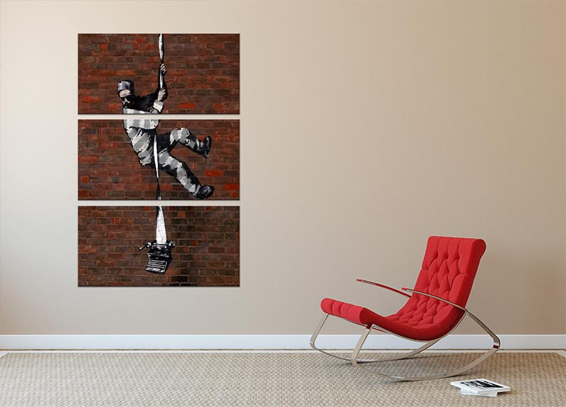 Banksy Escaping Prisoner 3 Split Panel Canvas Print - Canvas Art Rocks - 2