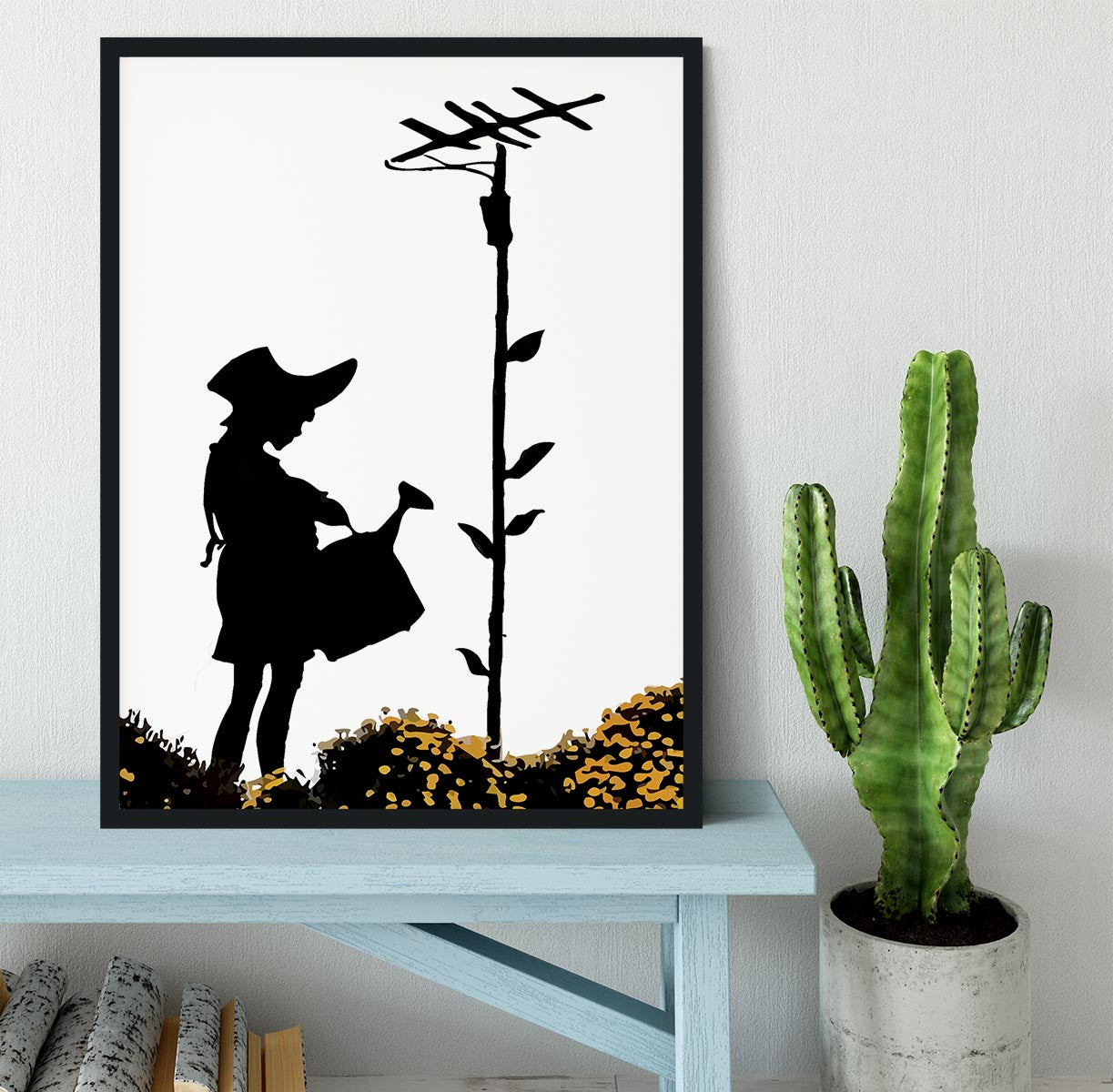 Banksy Flower Aerial Girl Framed Print - Canvas Art Rocks - 2