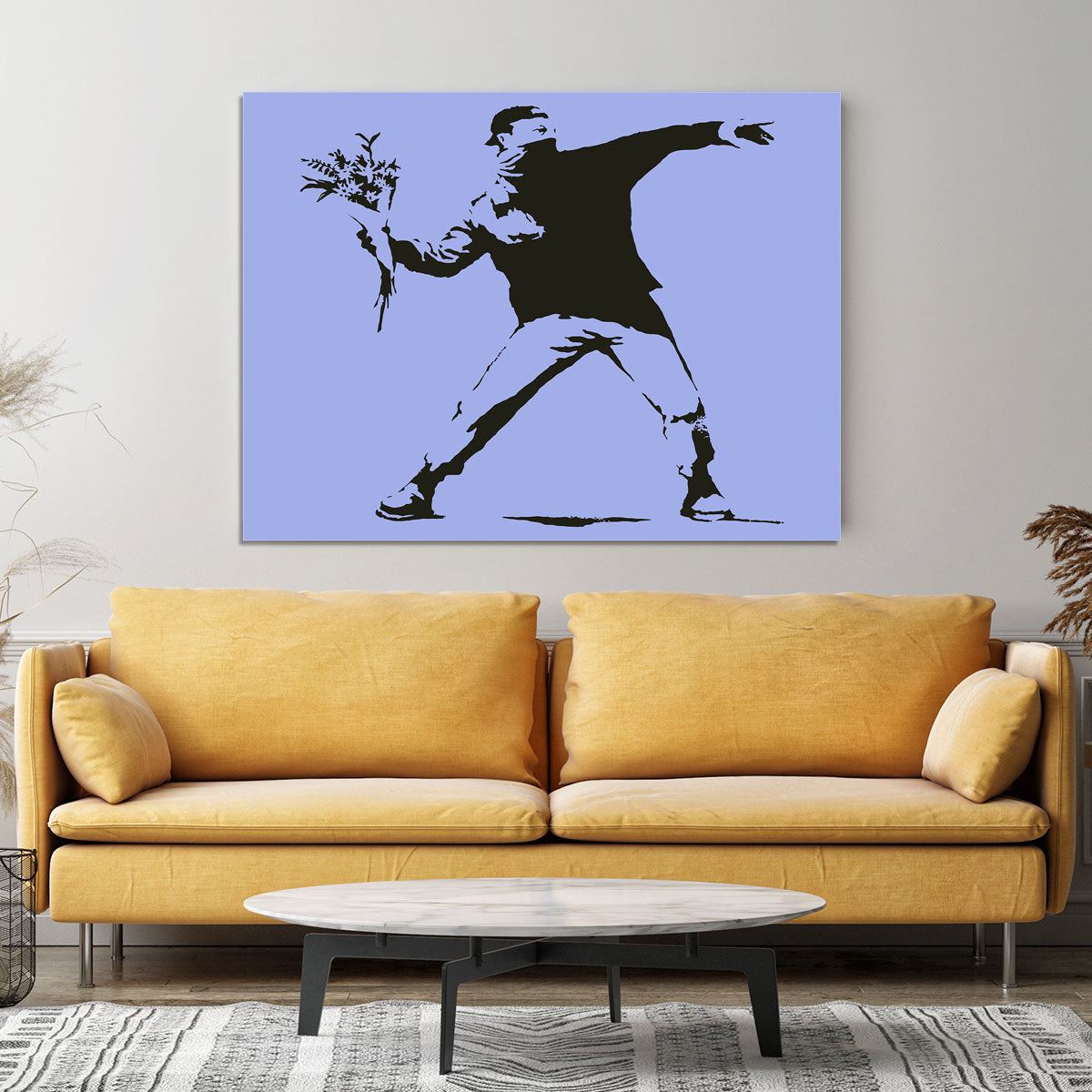 Banksy Flower Thrower Blue Canvas Print or Poster - Canvas Art Rocks - 4